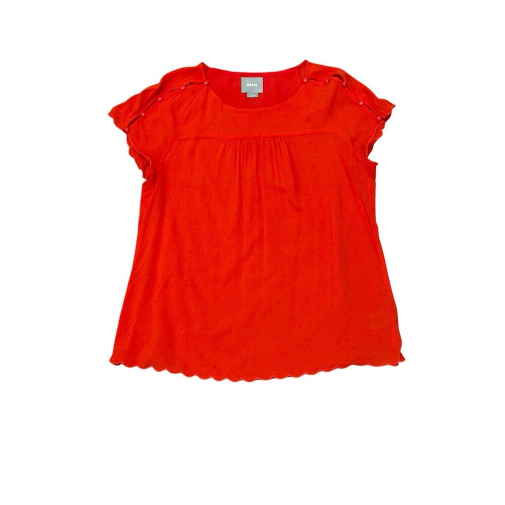 Maeve Anthropologie Red Orange Swiss Dot Blouse Size 6